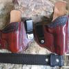 Holsters and belt for Robert in IL. Colt Commander and Glock 42. Color is cherry chocolate.